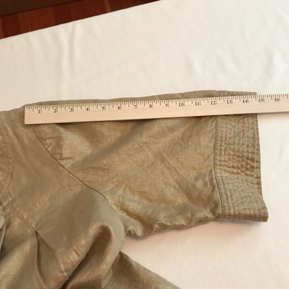 SPIEGEL Linen Cropped Jacket Linen Bolero Metallic Gold Women’s Plus Size 16 1X - Picture 16 of 16